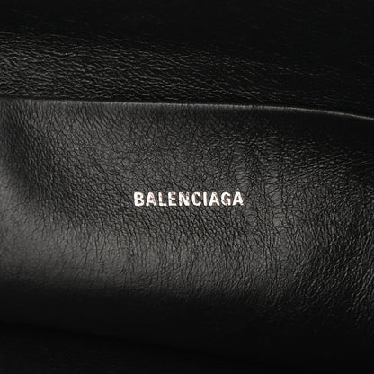 Exclusive Balenciaga Black Calfskin Logo Large Zip Pouch — Detail View