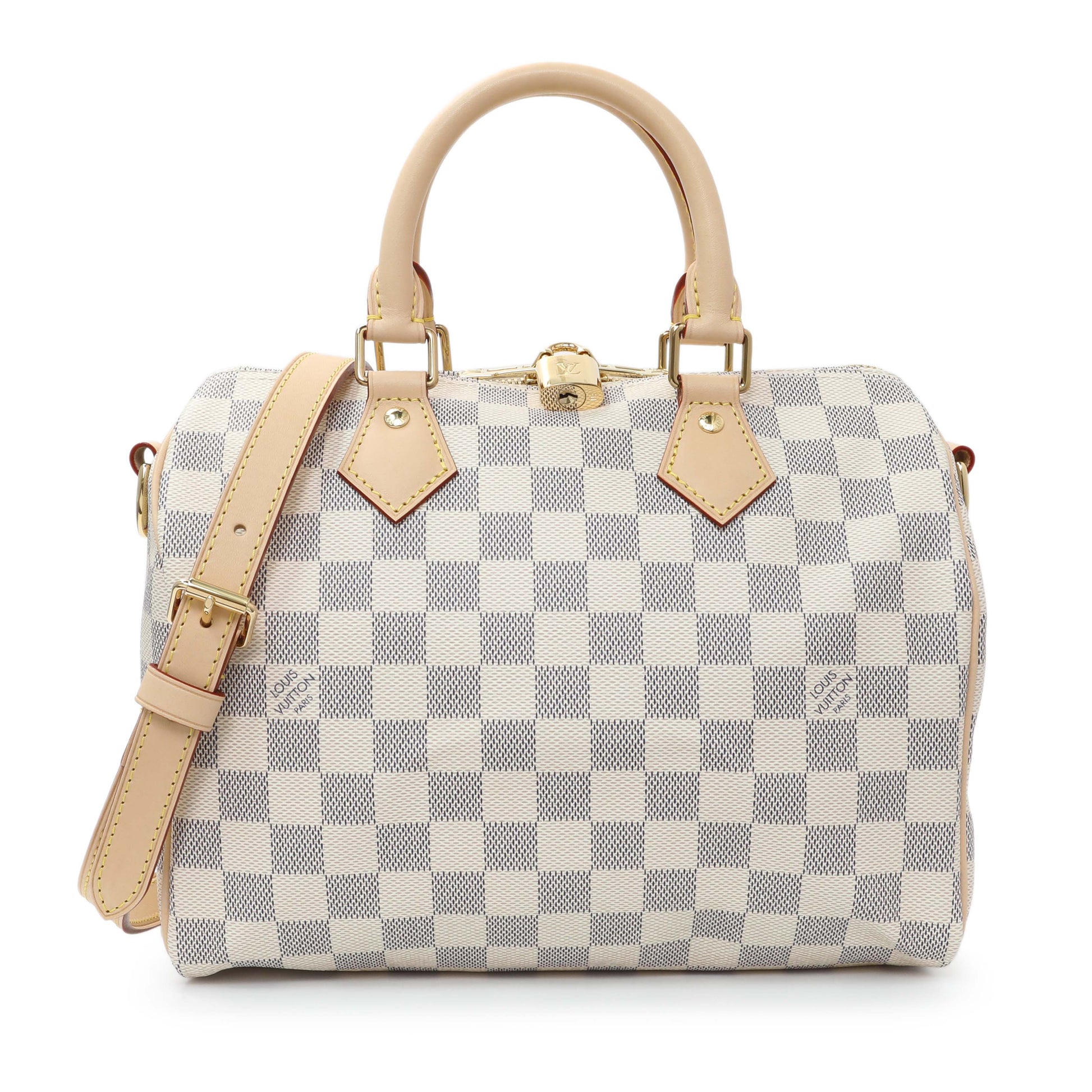 Exclusive Louis Vuitton Damier Azur Speedy 25 Bandouliere — Front View