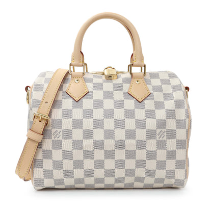 Exclusive Louis Vuitton Damier Azur Speedy 25 Bandouliere — Front View