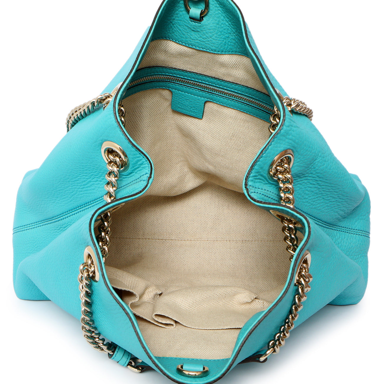 Exclusive Gucci Teal Pebbled Calfskin Medium Soho Chain Shoulder Bag — Alternate View 8
