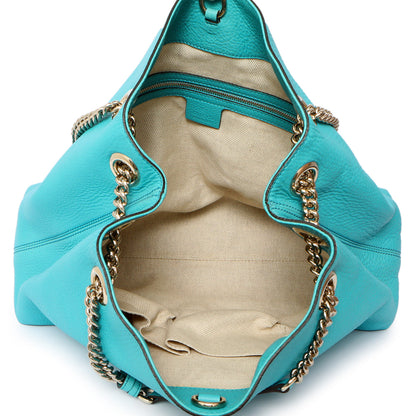 Exclusive Gucci Teal Pebbled Calfskin Medium Soho Chain Shoulder Bag — Alternate View 8