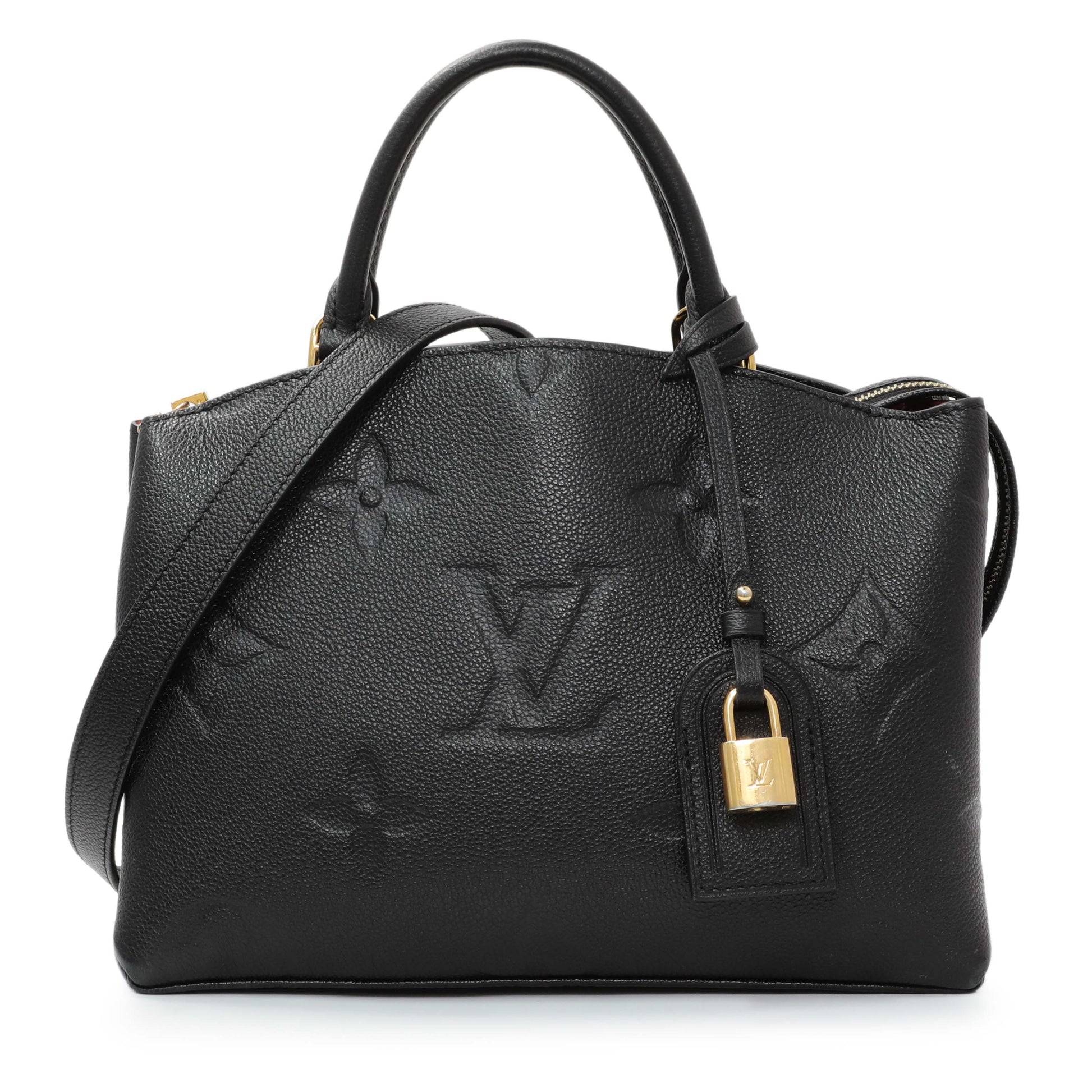 Exclusive Louis Vuitton Black Empreinte Monogram Giant Petit Palais — Front View