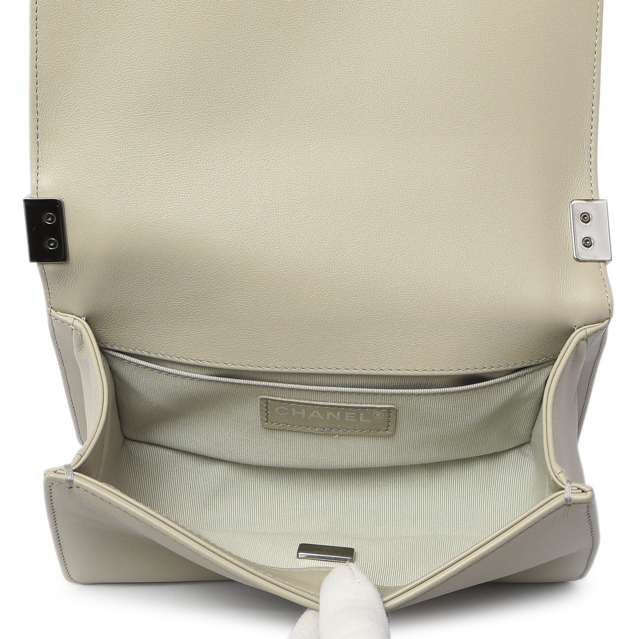Exclusive Chanel Grey Chevron Calfskin Small Boy Bag — Alternate View 7