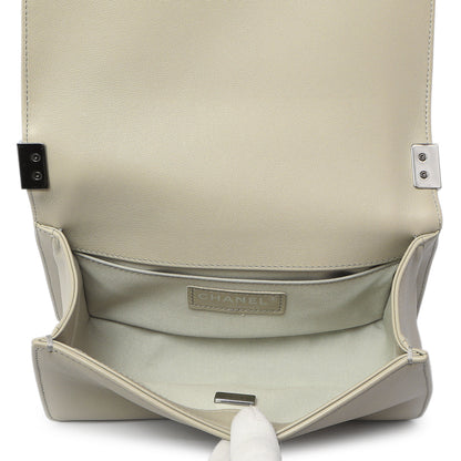 Exclusive Chanel Grey Chevron Calfskin Small Boy Bag — Alternate View 7