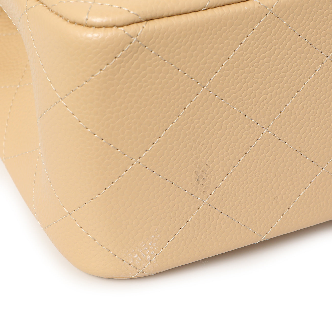 Exclusive Chanel Beige Quilted Caviar Jumbo Classic Double Flap — Alternate View 8