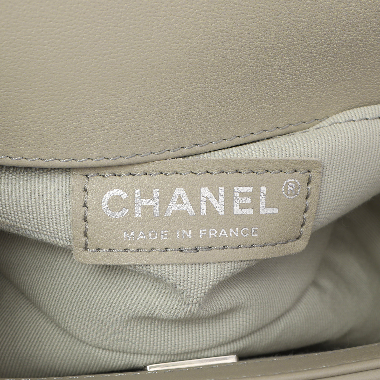 Exclusive Chanel Grey Chevron Calfskin Small Boy Bag — Alternate View 8