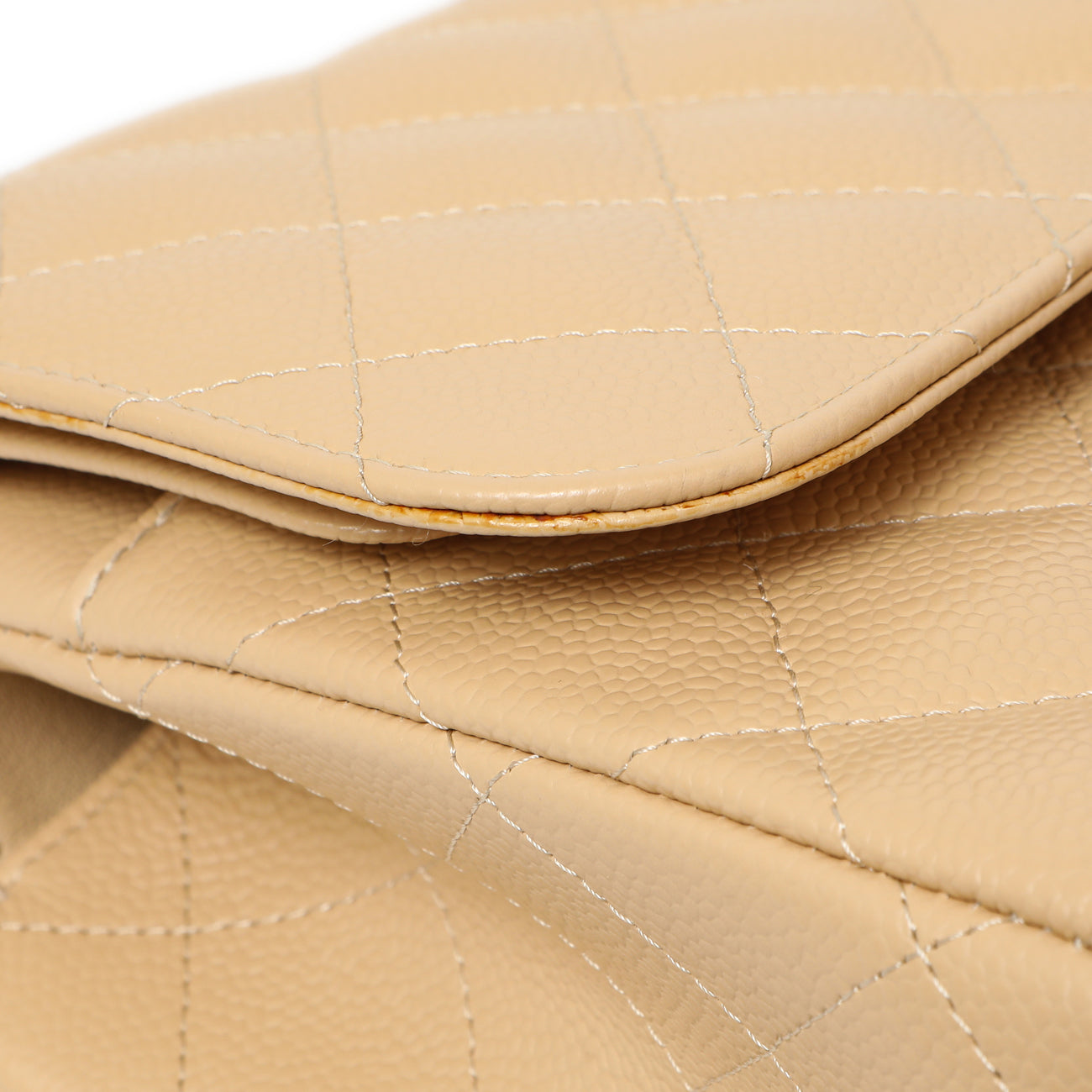 Exclusive Chanel Beige Quilted Caviar Jumbo Classic Double Flap — Alternate View 9