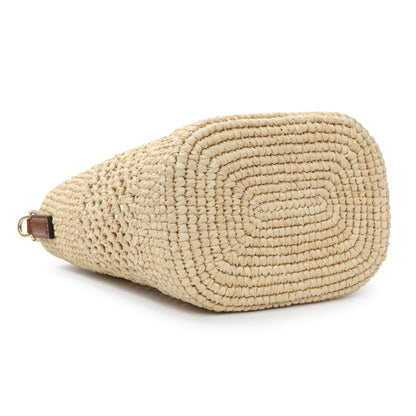 Exclusive Celine Raffia Triomphe Small Louise Bucket Bag — Back View