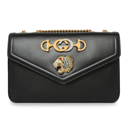 Exclusive Gucci Black Calfskin Medium Rajah Shoulder Bag — Side View