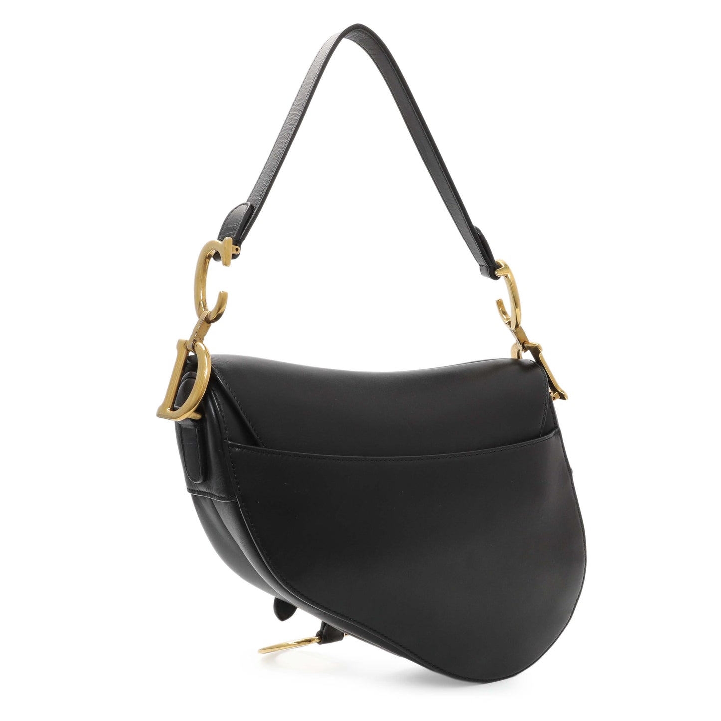 Exclusive Christian Dior Black Smooth Calfskin Saddle Bag — Side View