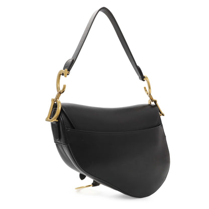 Exclusive Christian Dior Black Smooth Calfskin Saddle Bag — Side View