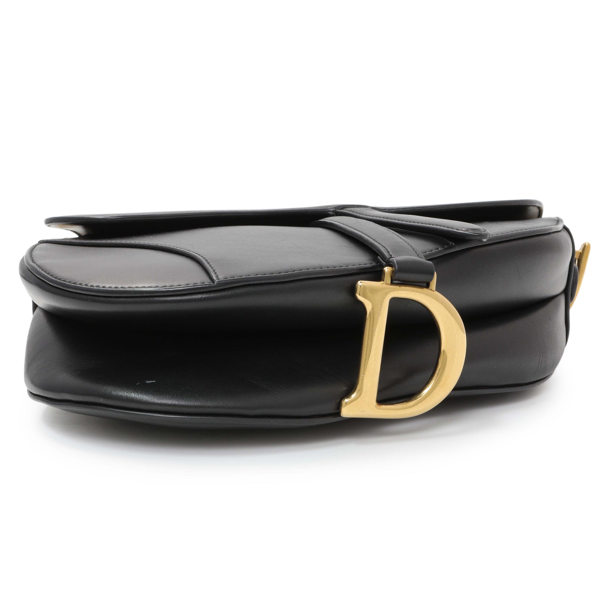 Exclusive Christian Dior Black Smooth Calfskin Saddle Bag — Back View