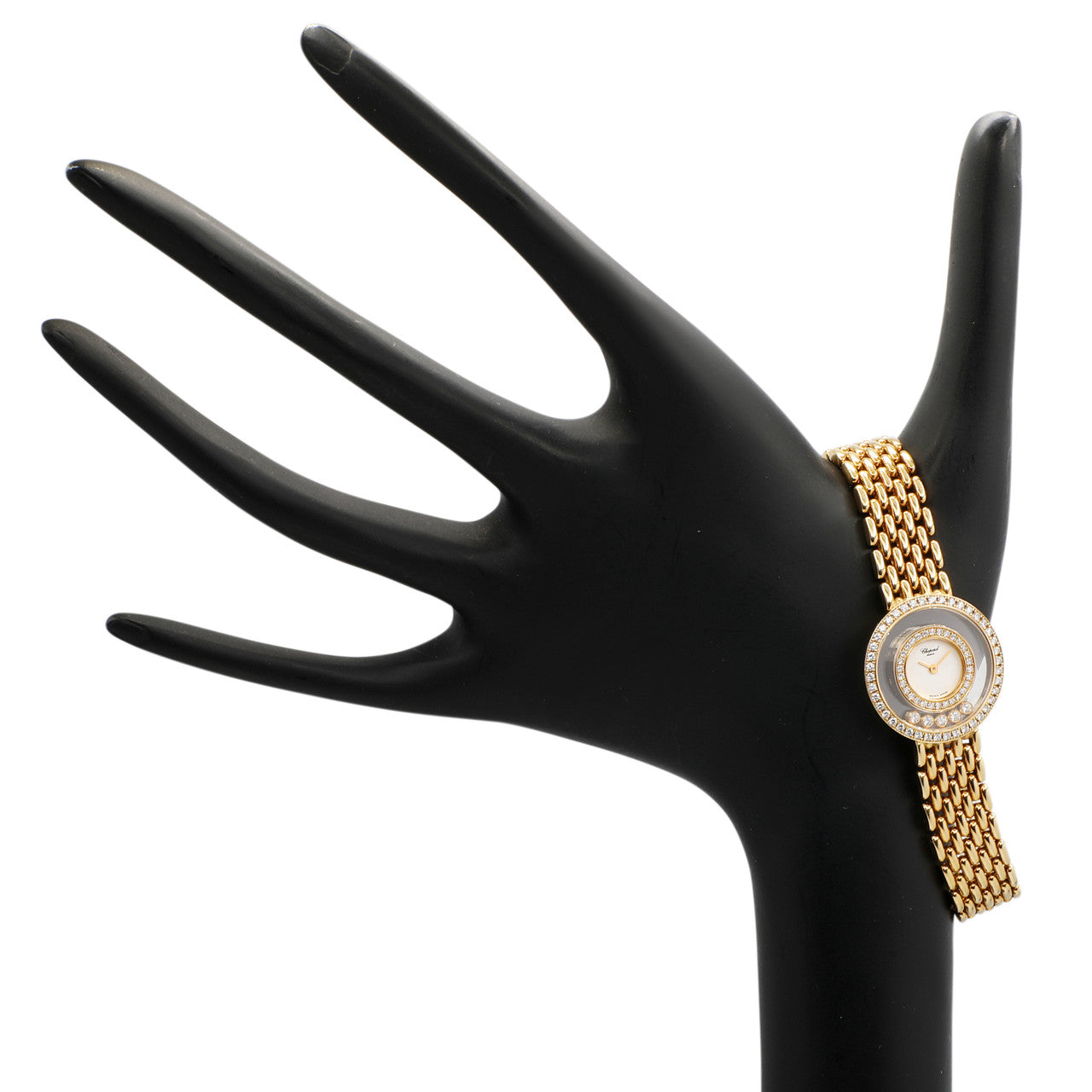 Exclusive Chopard 18K Yellow Gold Happy Diamond Watch — Detail View