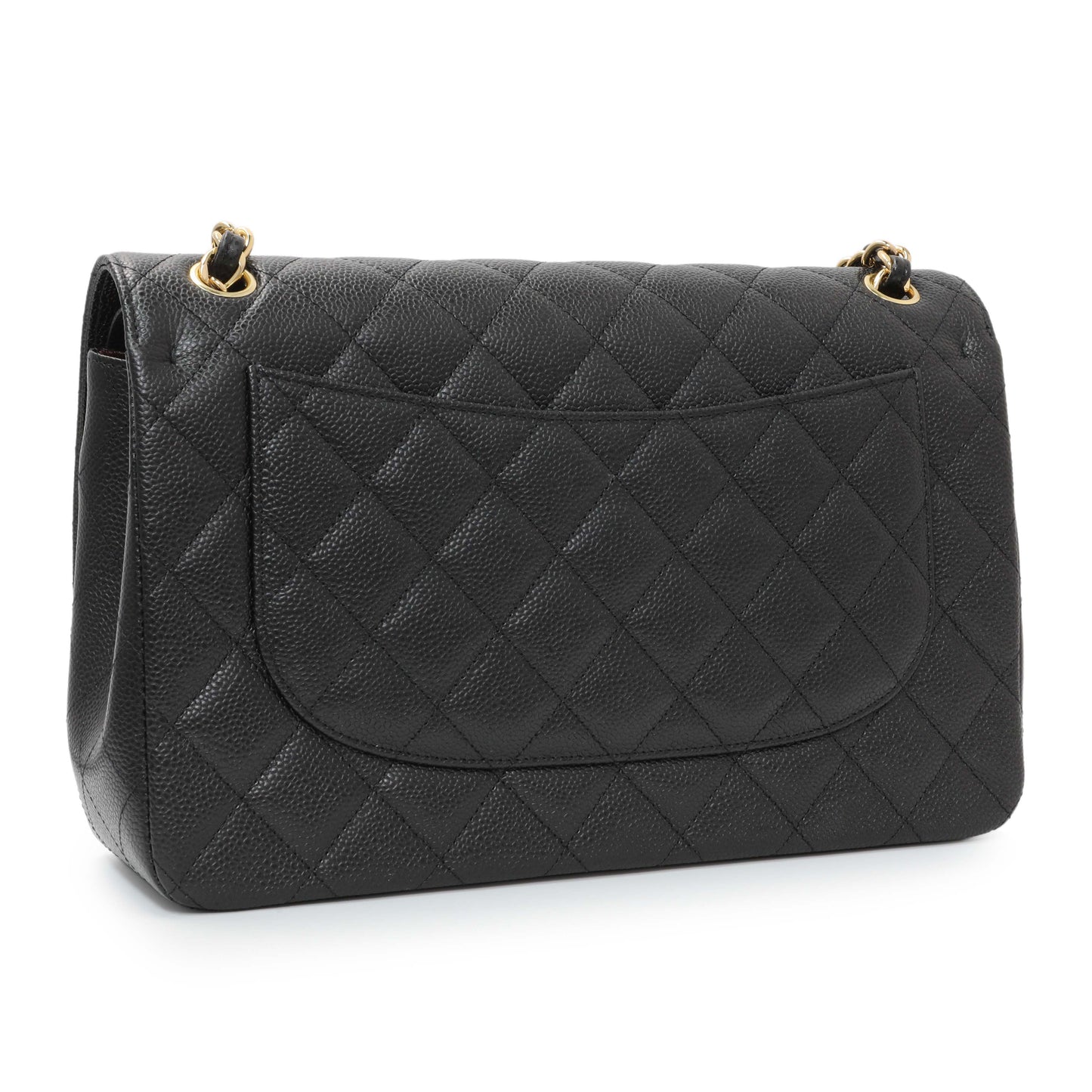 Exclusive Chanel Black Quilted Caviar Jumbo Double Flap — Side View