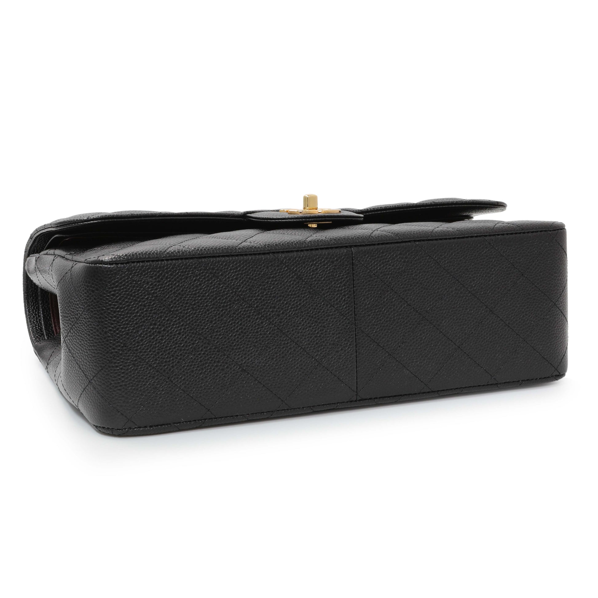 Exclusive Chanel Black Quilted Caviar Jumbo Double Flap — Back View