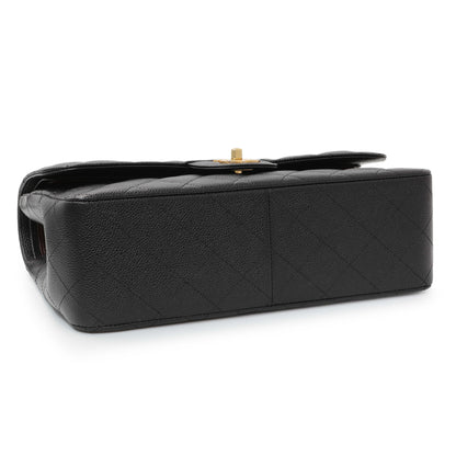 Exclusive Chanel Black Quilted Caviar Jumbo Double Flap — Back View