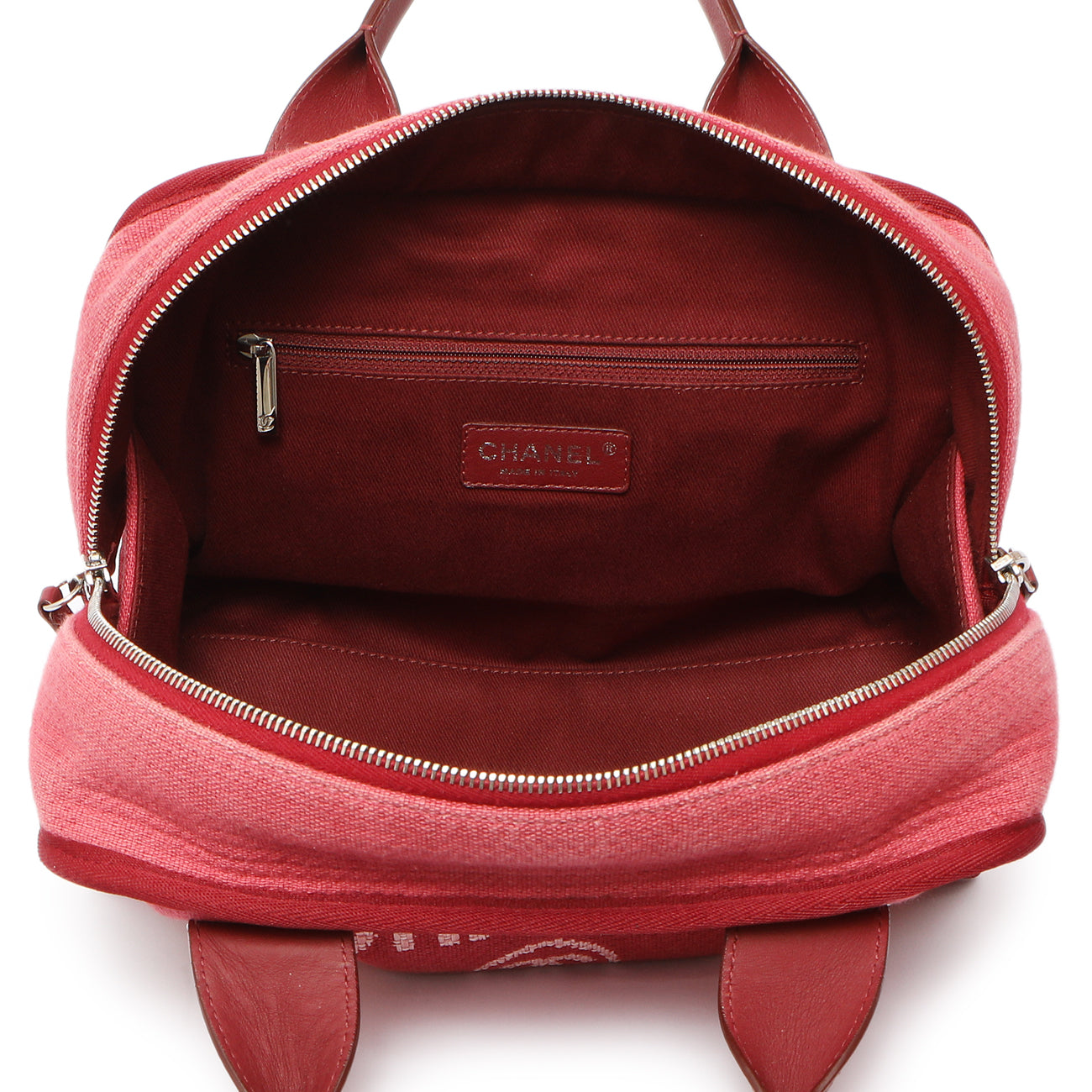 Exclusive Chanel Red Canvas Deauville Bowling Bag — Alternate View 9