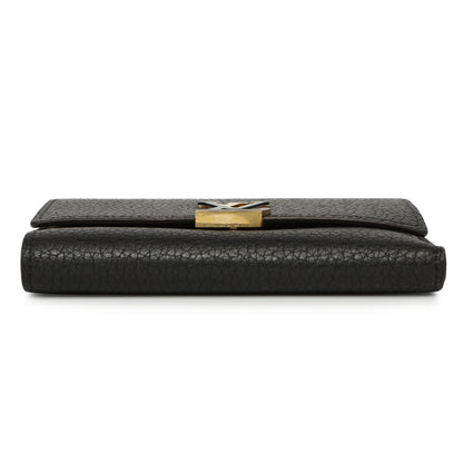 Exclusive Louis Vuitton Black Taurillon Capucines Compact Wallet — Back View