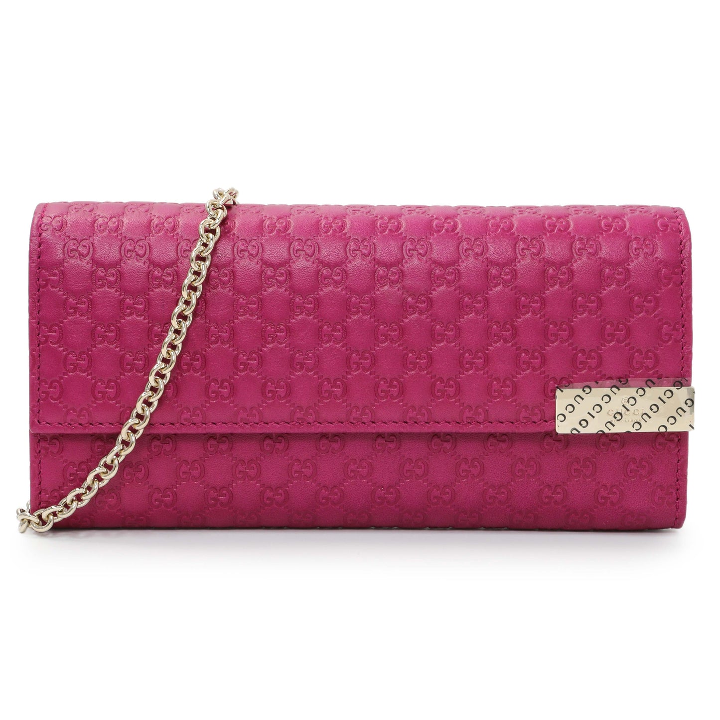 Exclusive Gucci Bouganville Microguccissima Chain Wallet — Front View