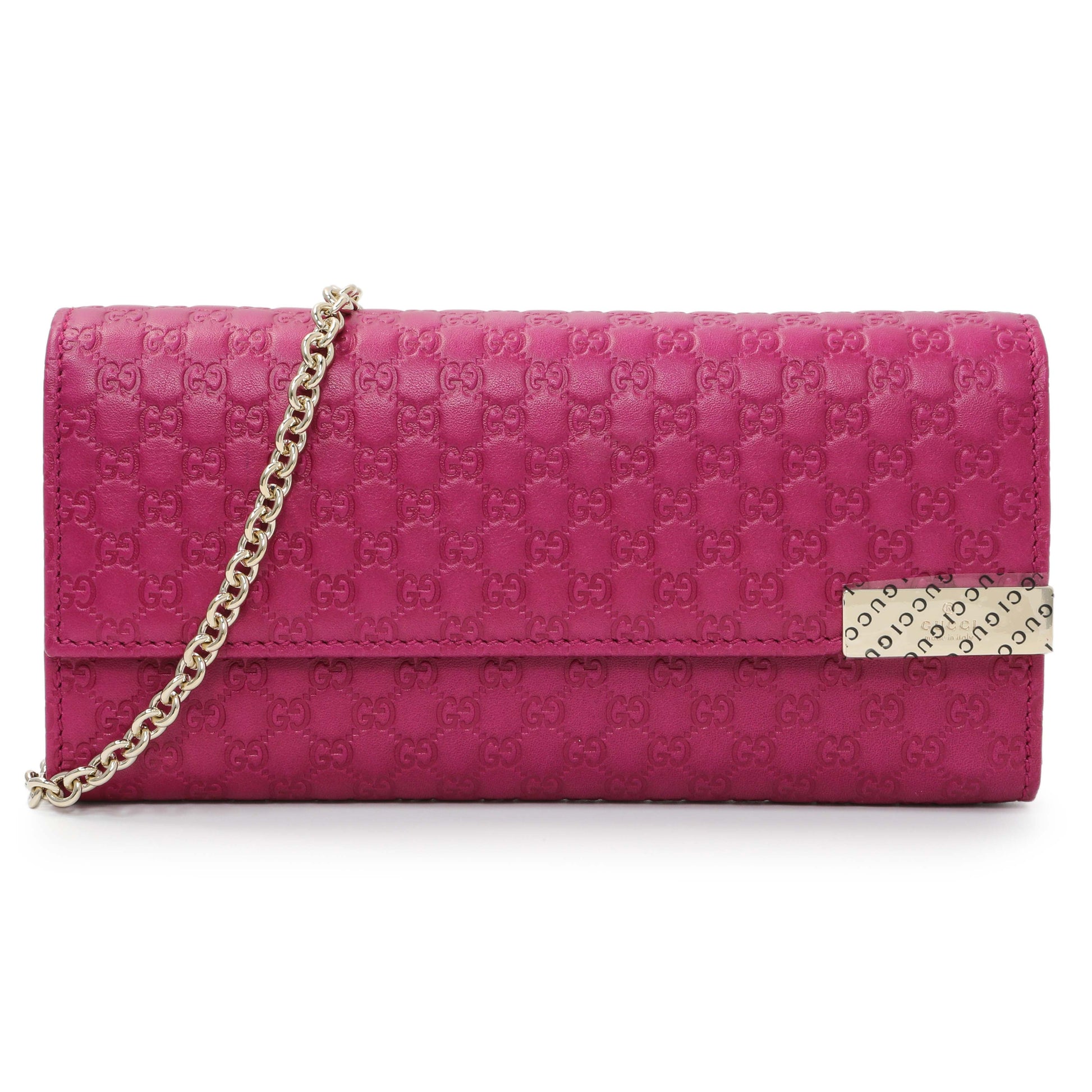 Exclusive Gucci Bouganville Microguccissima Chain Wallet — Front View