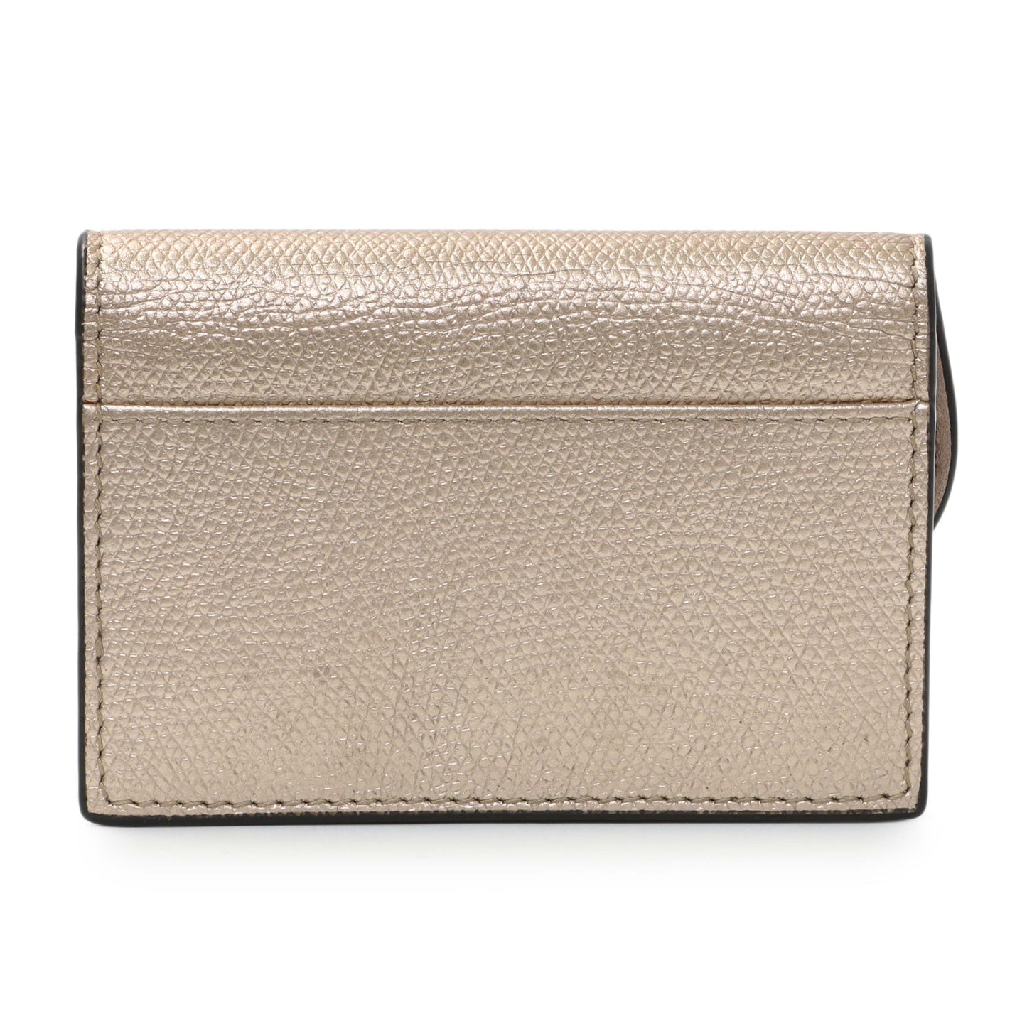 Exclusive Christian Dior Gold Metallic Grained Calfskin Saddle Card Holder — Side View