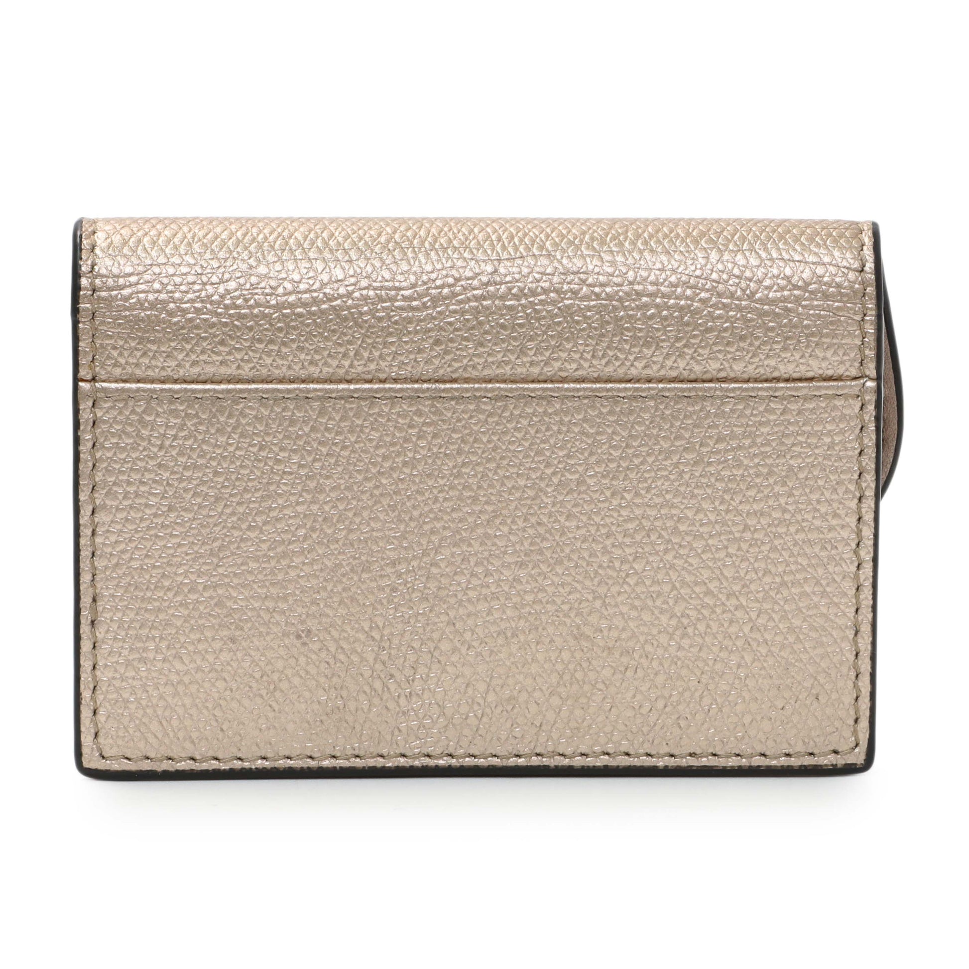 Exclusive Christian Dior Gold Metallic Grained Calfskin Saddle Card Holder — Side View