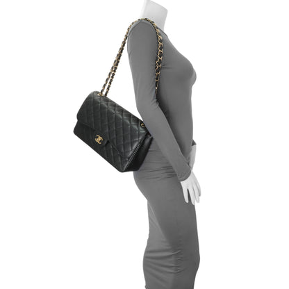 Exclusive Chanel Black Quilted Caviar Jumbo Double Flap — Alternate View 7