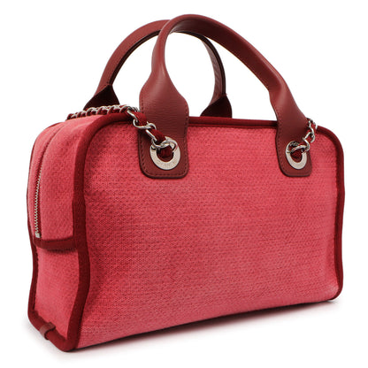 Exclusive Chanel Red Canvas Deauville Bowling Bag — Back View