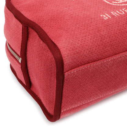 Exclusive Chanel Red Canvas Deauville Bowling Bag — Detail View