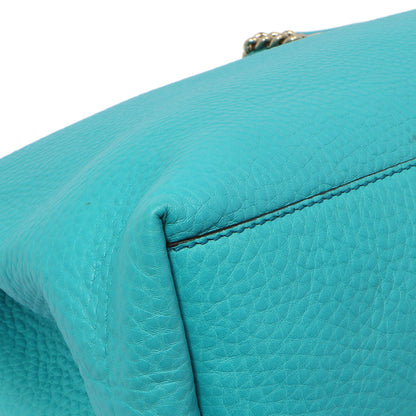 Exclusive Gucci Teal Pebbled Calfskin Medium Soho Chain Shoulder Bag — Lifestyle View