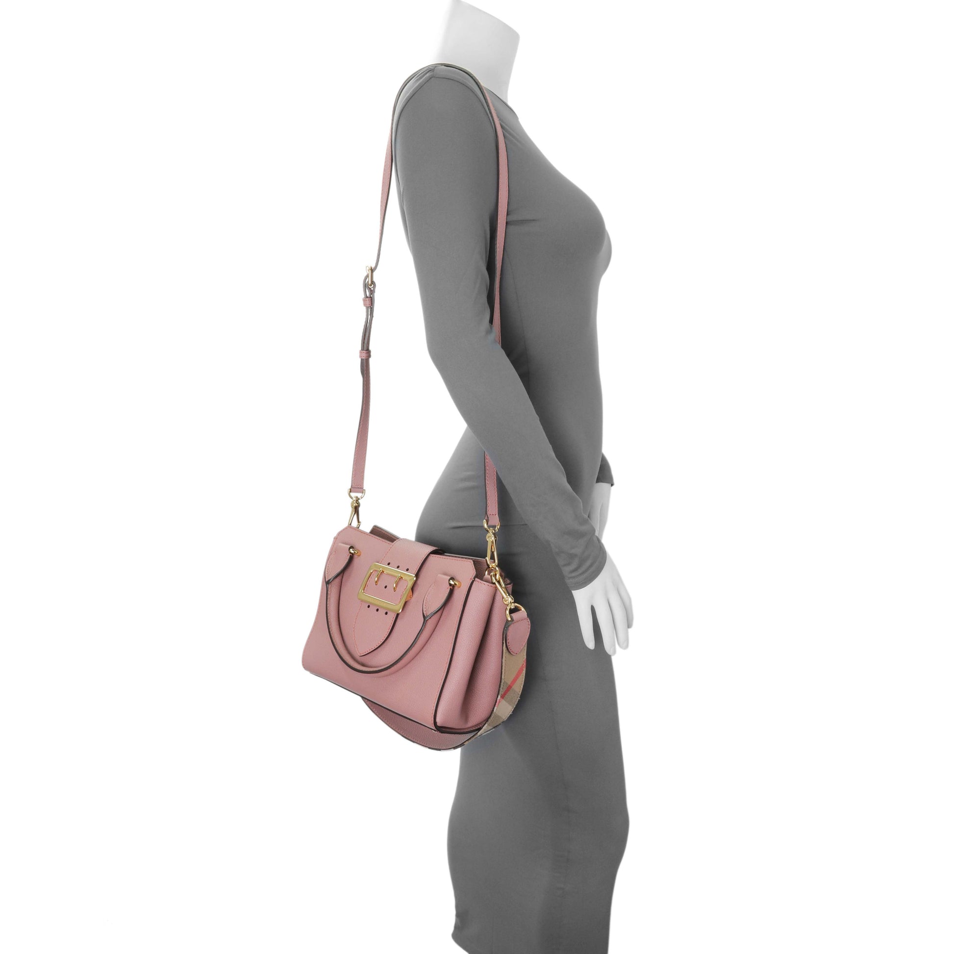 Exclusive Burberry Dusty Pink Grained Calfskin Small Buckle Tote — Alternate View 7