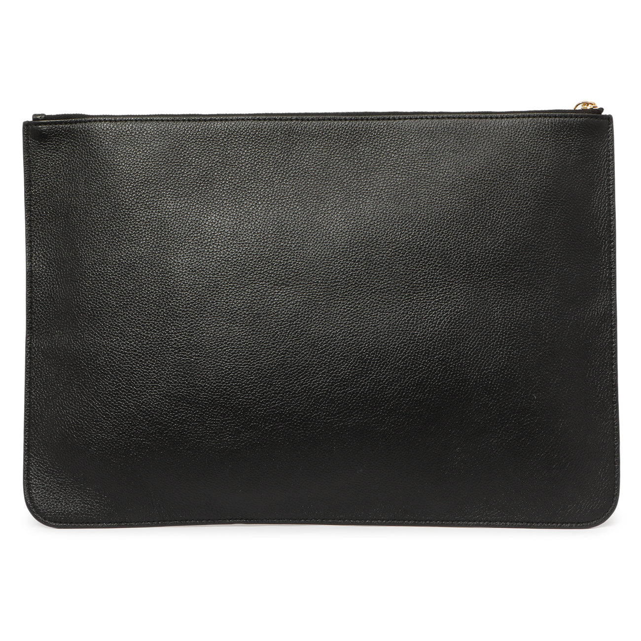 Exclusive Balenciaga Black Calfskin Logo Large Zip Pouch — Side View