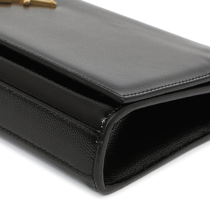 Exclusive Saint Laurent Black Patent Grain De Poudre Monogram Cassandre Clutch — Top View