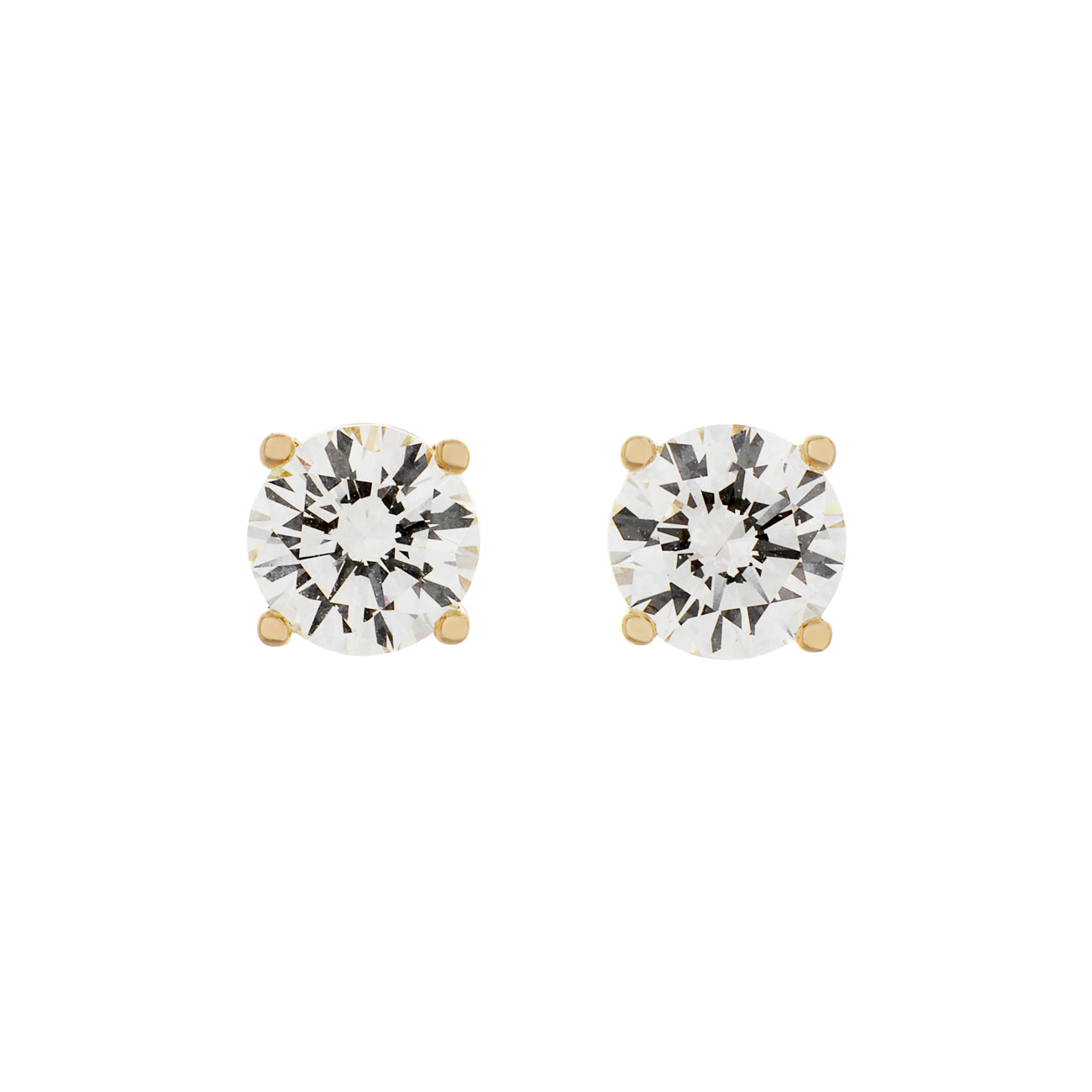 Exclusive 14K Yellow Gold 2.12 Carat Diamond Stud Earrings — Front View