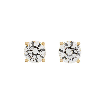 Exclusive 14K Yellow Gold 2.12 Carat Diamond Stud Earrings — Front View