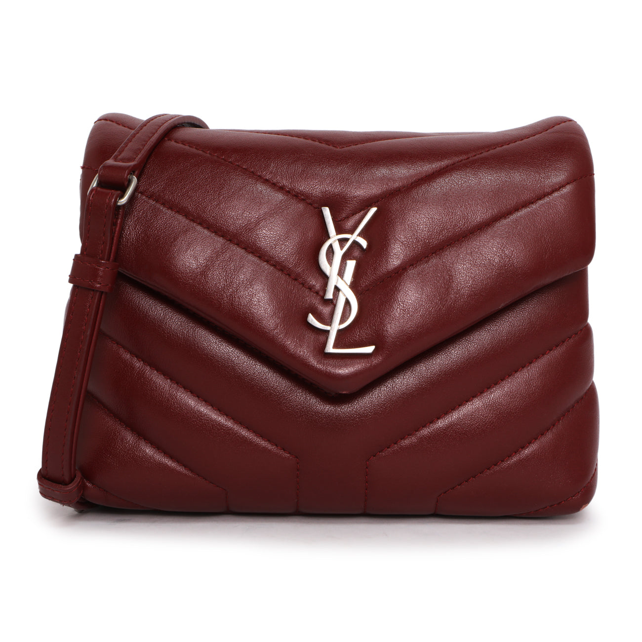 Exclusive Saint Laurent Burgundy Calfskin Monogram Toy Loulou Crossbody — Front View