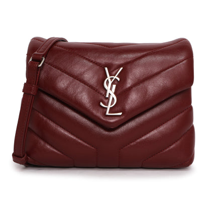 Exclusive Saint Laurent Burgundy Calfskin Monogram Toy Loulou Crossbody — Front View