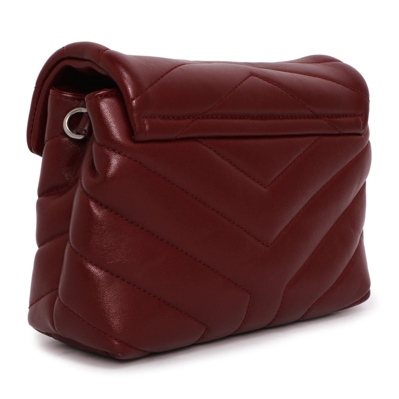 Exclusive Saint Laurent Burgundy Calfskin Monogram Toy Loulou Crossbody — Side View