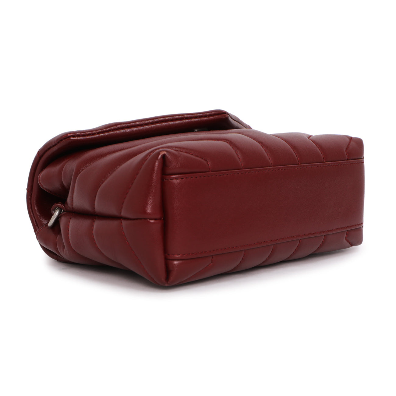 Exclusive Saint Laurent Burgundy Calfskin Monogram Toy Loulou Crossbody — Back View