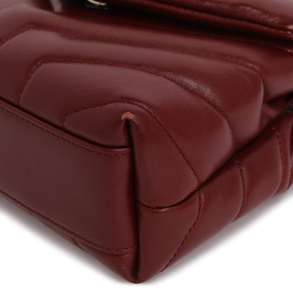 Exclusive Saint Laurent Burgundy Calfskin Monogram Toy Loulou Crossbody — Detail View