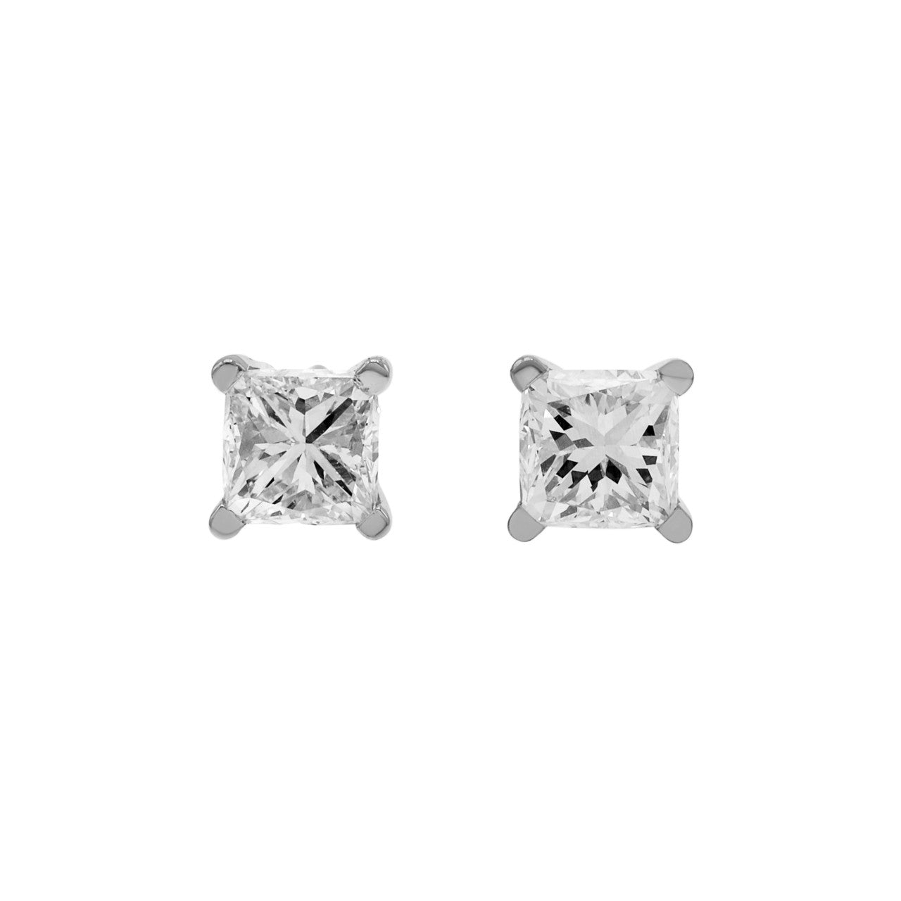 Exclusive 14K White Gold 1.19 Carat Diamond Stud Earrings — Front View