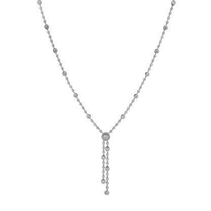 Exclusive Tiffany & Co. Platinum Diamond Circlet Double Drop Necklace — Front View