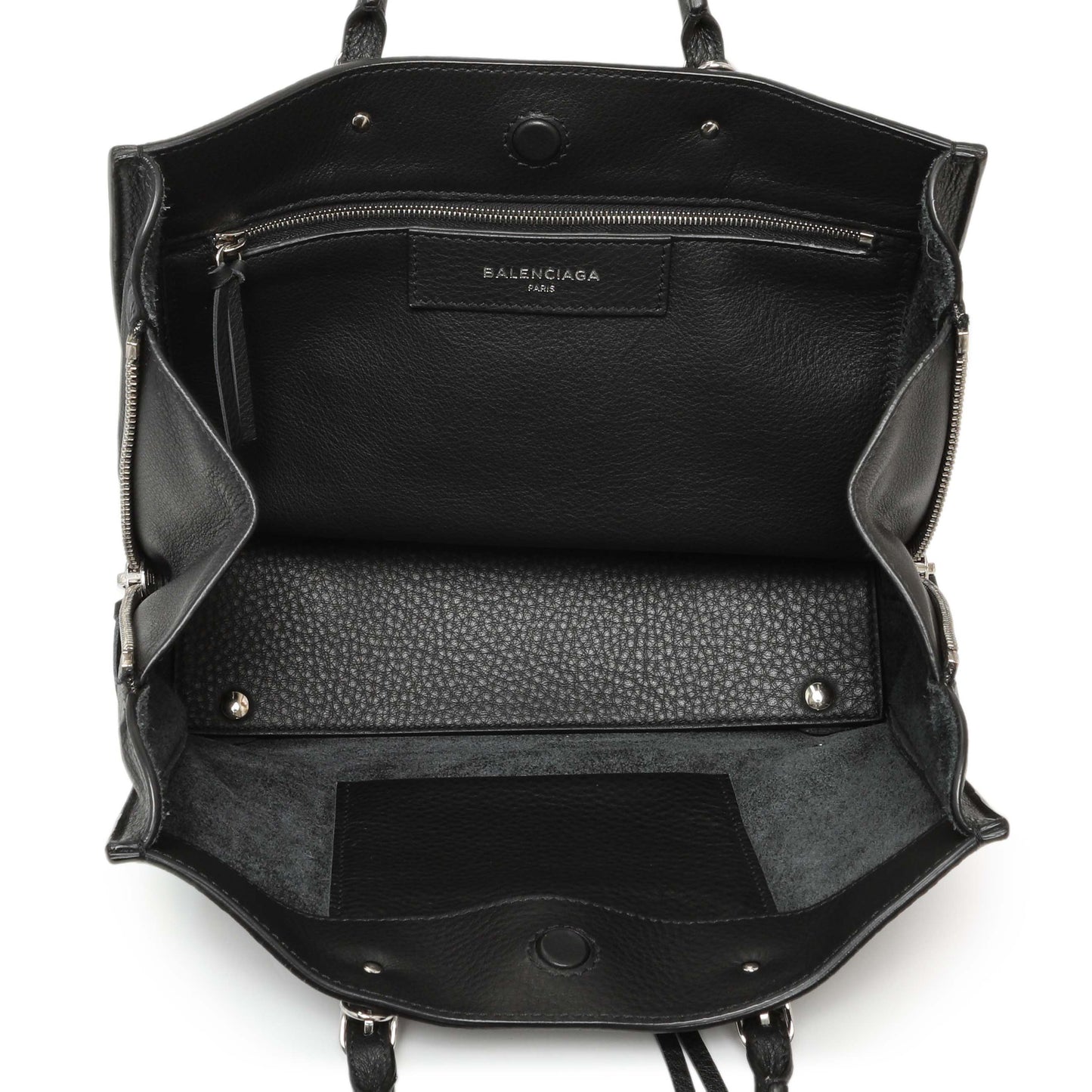 Exclusive Balenciaga Black Veau Papier A6 Zip Around Black Tote — Top View