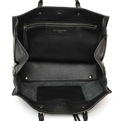 Exclusive Balenciaga Black Veau Papier A6 Zip Around Black Tote — Top View