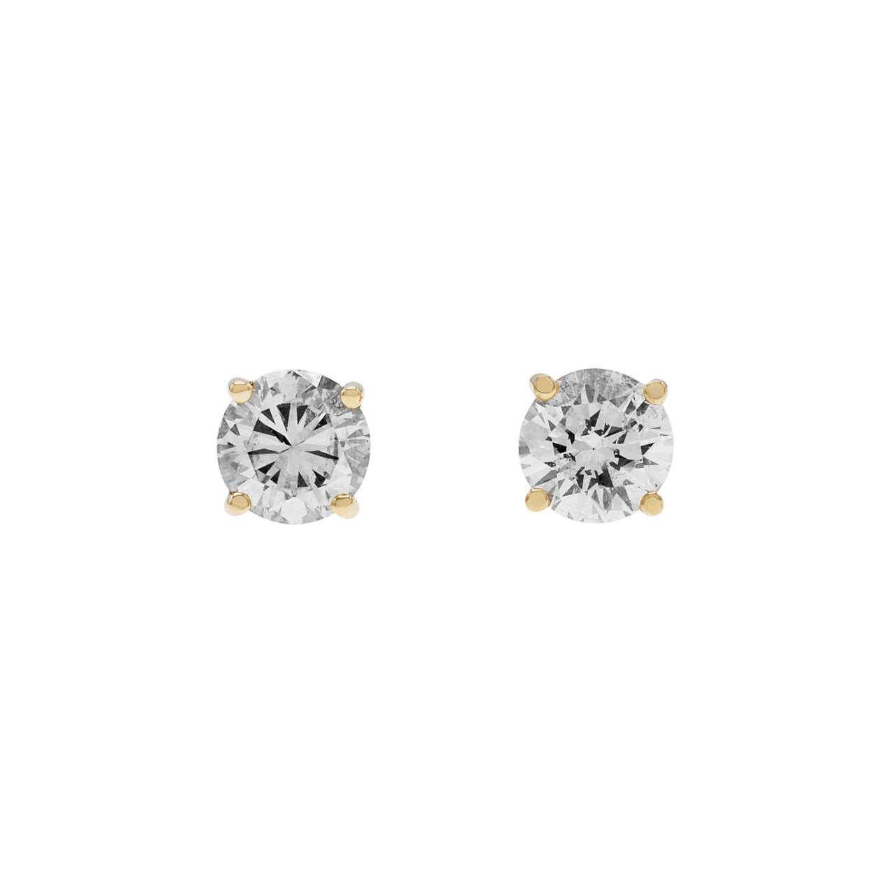Exclusive 14K Yellow Gold 0.78 Carat Diamond Stud Earrings — Front View