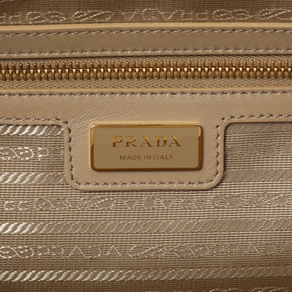 Exclusive Prada Camel White Re-Nylon Saffiano Medium Re-Edition 1978 Two Handle Bag — Detail View