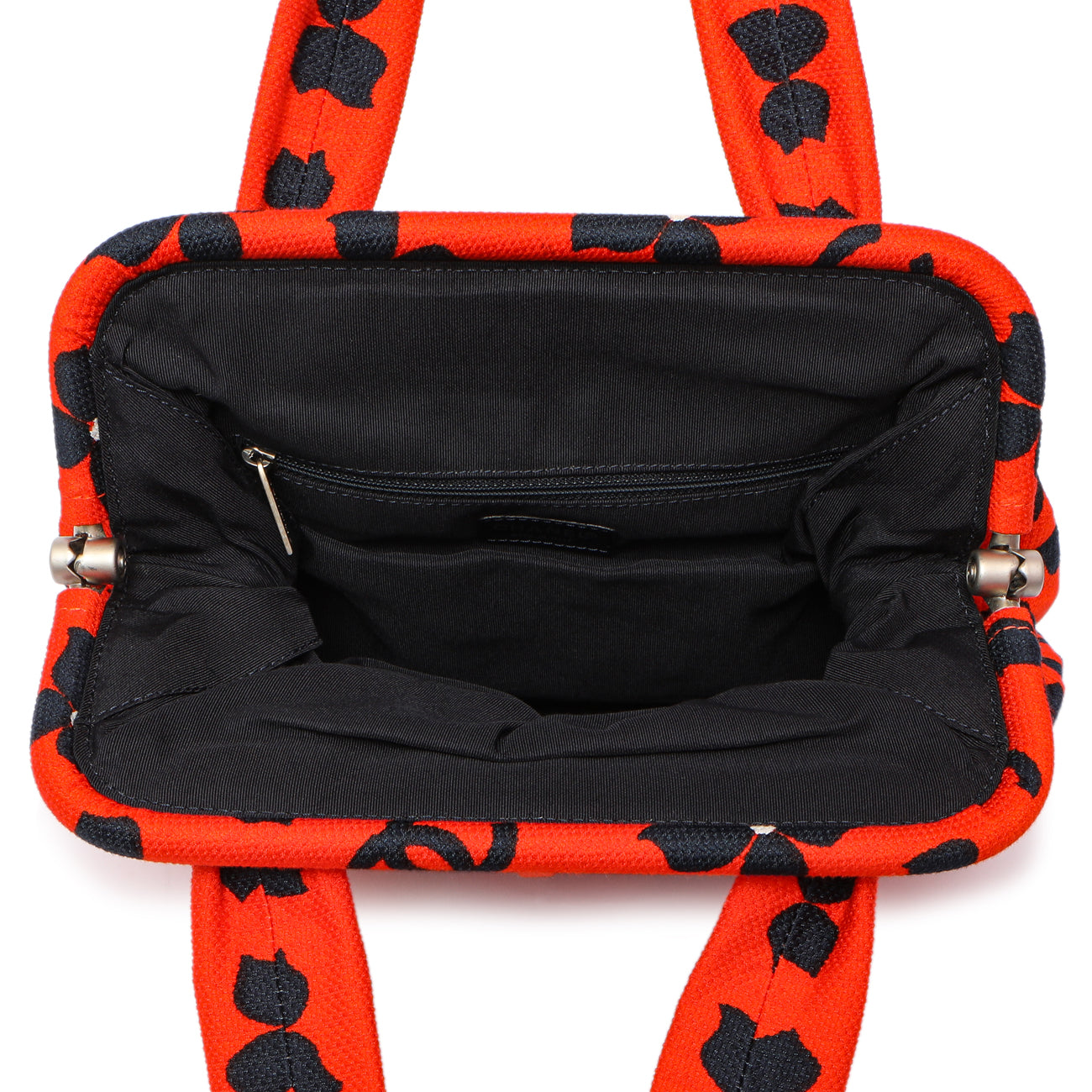 Exclusive Chanel Red Floral Canvas Frame Tote — Top View