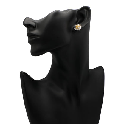 Exclusive 18k White Gold 3.70 Carat Fancy Yellow Diamond Earrings — Back View