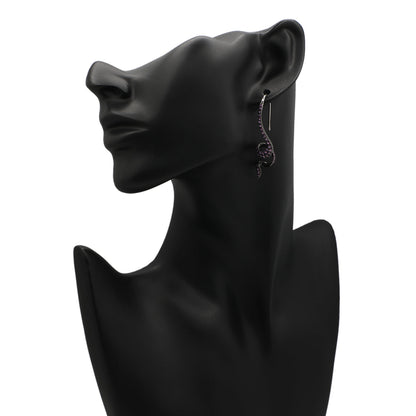 Exclusive 14K Black Gold 3.12 Carat Pink Sapphire Coiled Serpentine Earrings — Back View