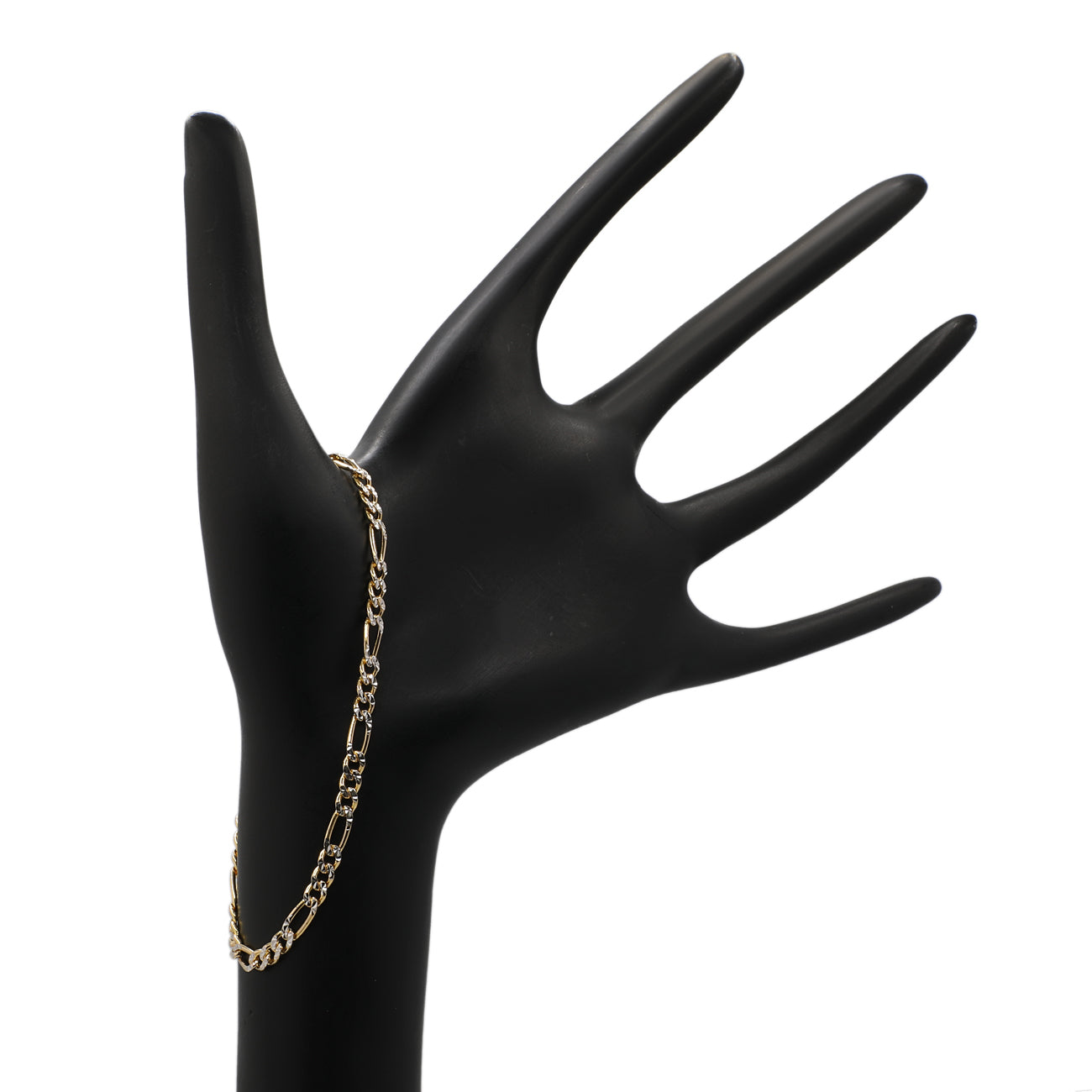 Exclusive 18K Yellow/White Gold Italian Figaro Bracelet — Back View